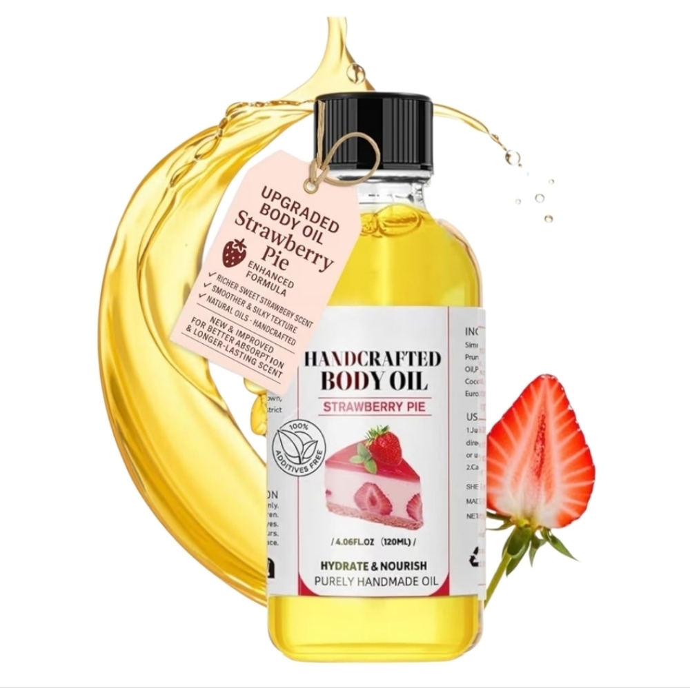 Strawberry Pie Body Oil – 120ml Handcrafted, Natural & Vegan